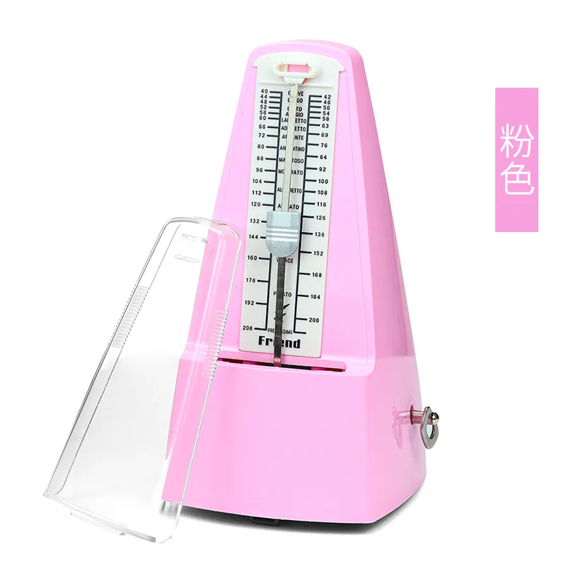 métronome rose et blanc avec couvercle transparent