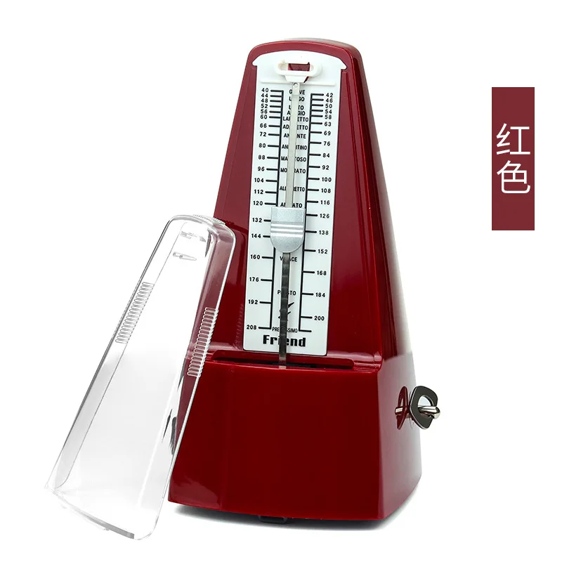 métronome rouge et blanc avec couvercle transparent